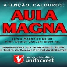 Atenção, Calouros: Aula Magna na segunda 